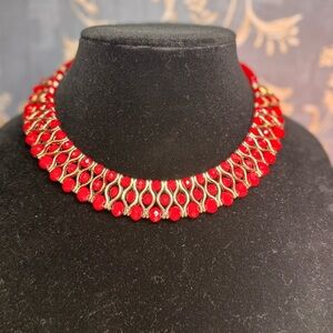 Vintage Estate Red and Gold Toned Necklace Lot A33